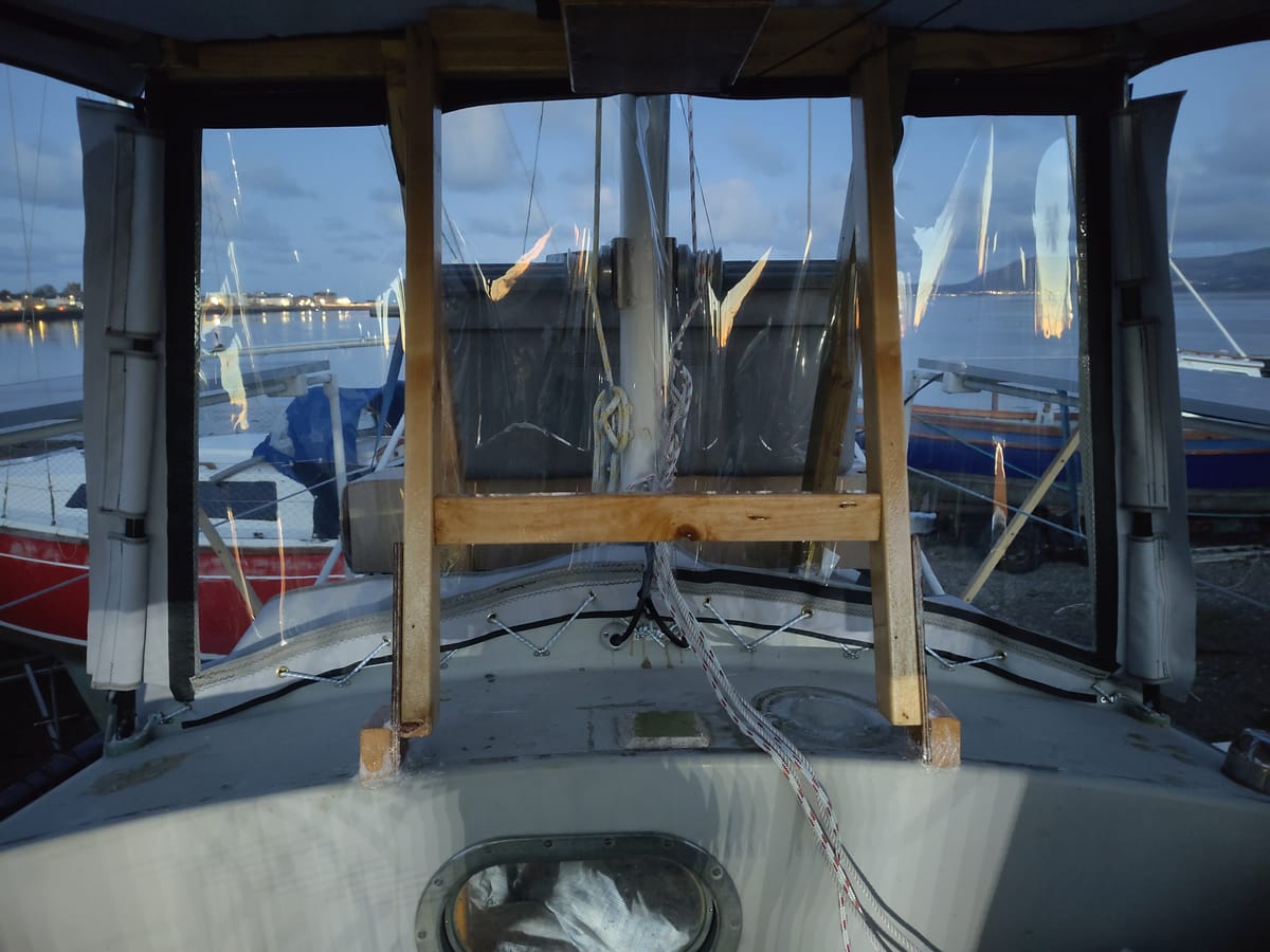 A back to the cockpit enclosure